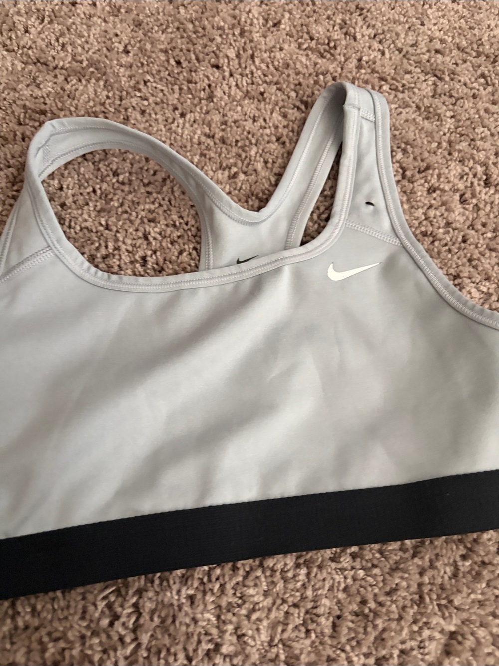 Nike Light Gray and Black Racerback Sports Bra